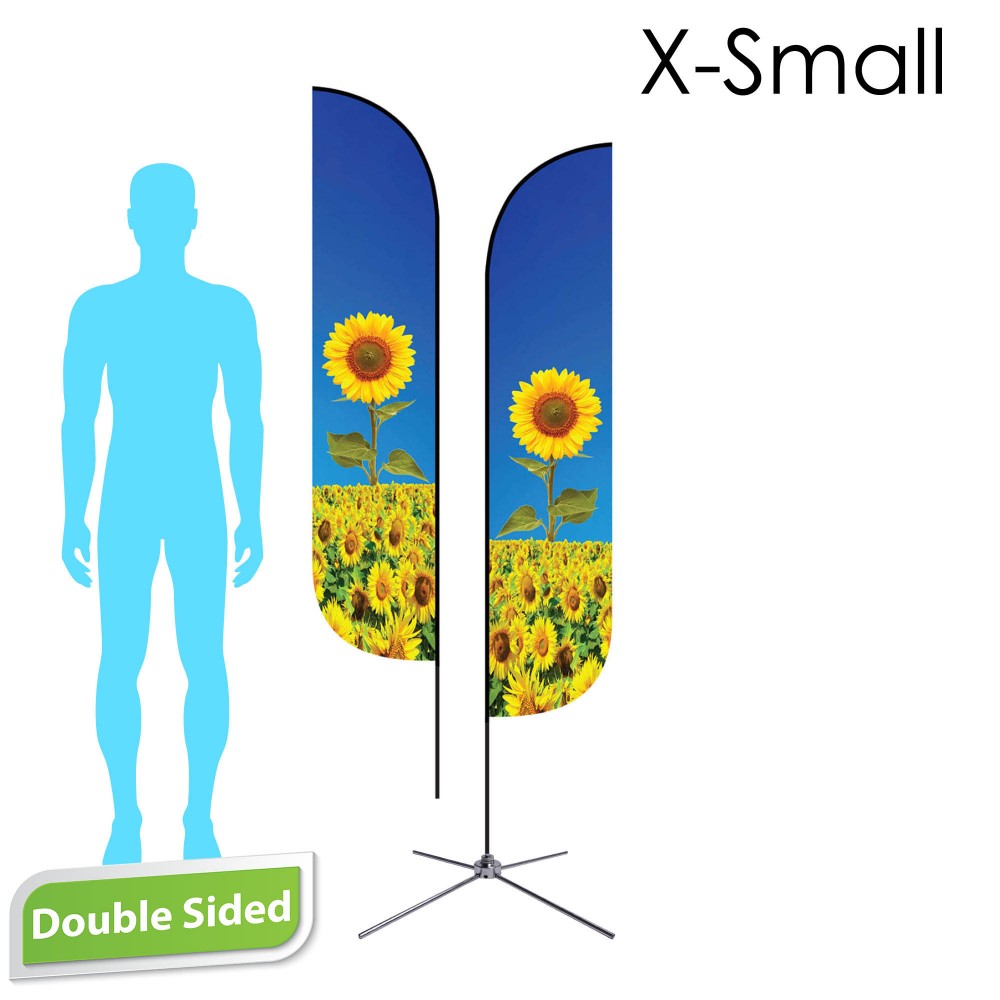 Personalized 7' Feather Flag - Double Sided /w Chrome X Base - X-Small Personalized 7' Feather Flag - Double Sided /w Chrome X Base - X-Small
