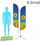 Personalized 7' Feather Flag - Double Sided /w Chrome X Base - X-Small