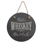 7.75" - Round Slate Hanging Sign with Logo