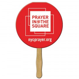 Round Rally Hand Sign w/12" Wooden Stick with Logo  Round Rally Hand Sign w/12" Wooden Stick with Logo