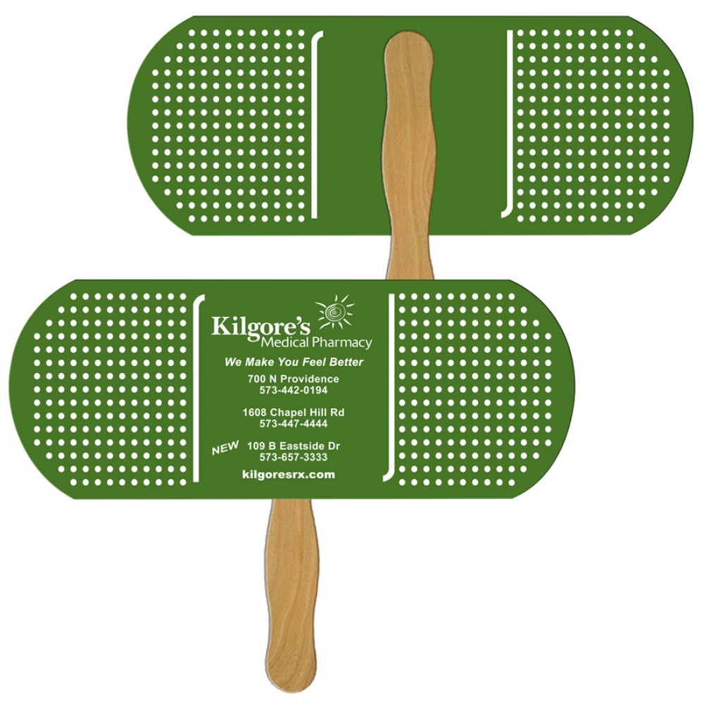 Band Aid/Pill Fast Hand Fan (2 Sides) 1 Day Logo Branded