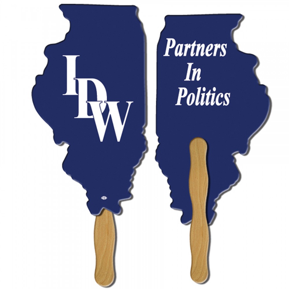 Illinois State Fast Hand Fan (2 Sides) 1 Day Logo Branded Illinois State Fast Hand Fan (2 Sides) 1 Day Logo Branded