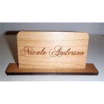 2" x 3.5" - Hardwood Table Signs with Stand with Logo