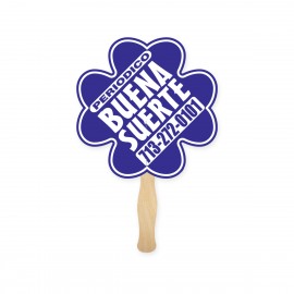 Promotional Lightweight Full Color Two Sided Single Paper Clover Shape Hand Fan