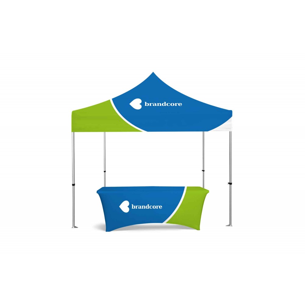 Customized 10x10ft Basic Canopy Kit w Deluxe Steel Frame, Dye Sublimation Canopy & 6ft Table Cover