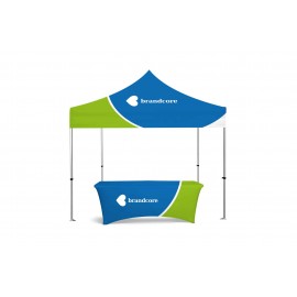 Customized 10x10ft Basic Canopy Kit w Deluxe Steel Frame, Dye Sublimation Canopy & 6ft Table Cover