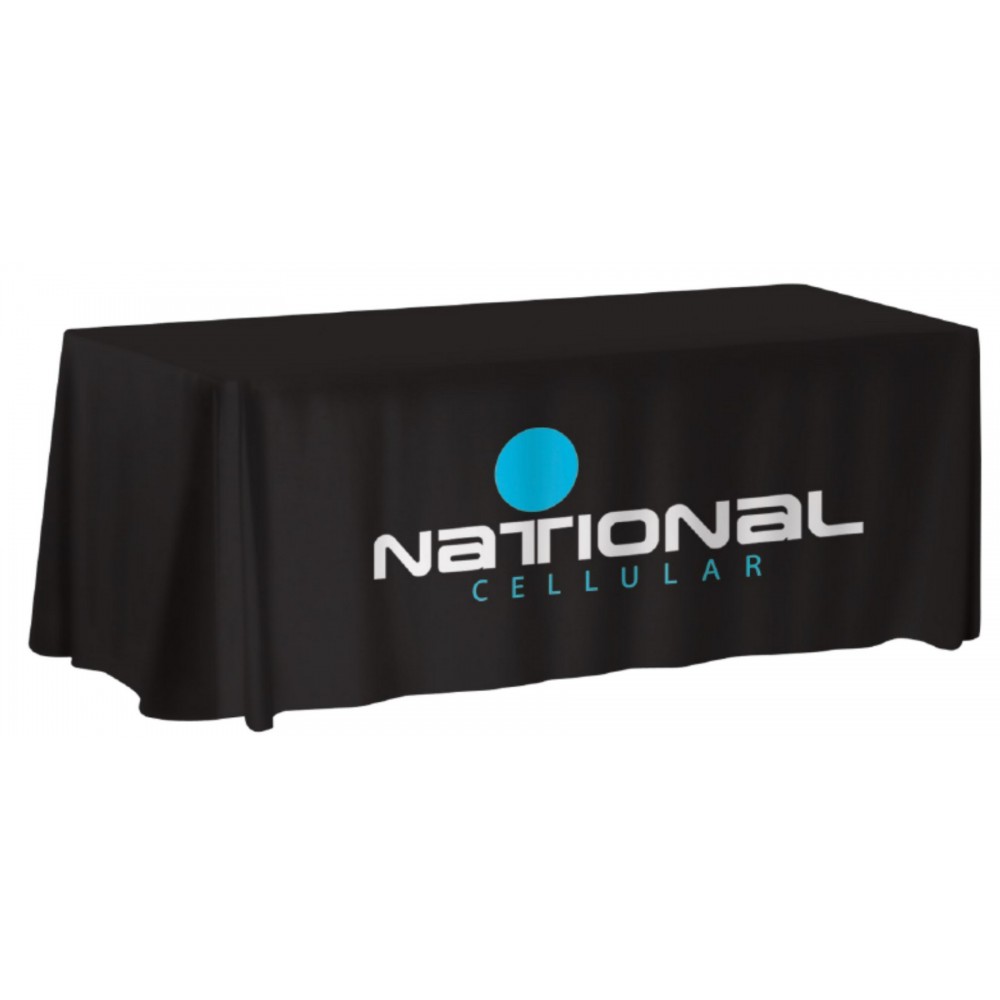 6-ft. NON-FITTED Front Print ONLY Table Cover (with Stock Fabric Color) with Logo