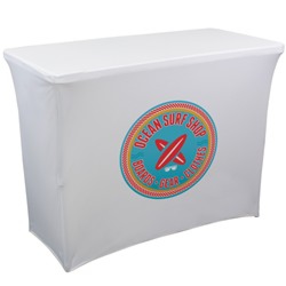 8' Bistro Height Skinny Table Form-Front Only Graphics Logo Branded 8' Bistro Height Skinny Table Form-Front Only Graphics Logo Branded