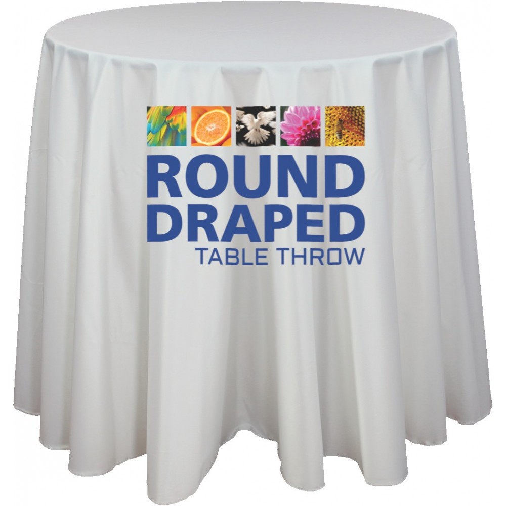 Logo Branded 30" Round Draped Table Throw (60" Diameter)