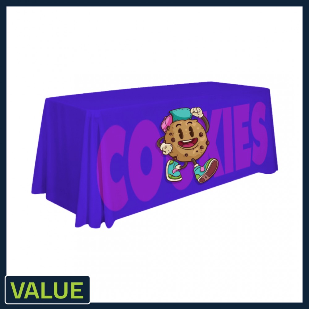 Personalized Value - 4 ft. x 30"Top x 29"H - 4 Sided Hemmed Standard Table Throw(Full Coverage Dye Sublimation) Personalized Value - 4 ft. x 30"Top x 29"H - 4 Sided Hemmed Standard Table Throw(Full Coverage Dye Sublimation)