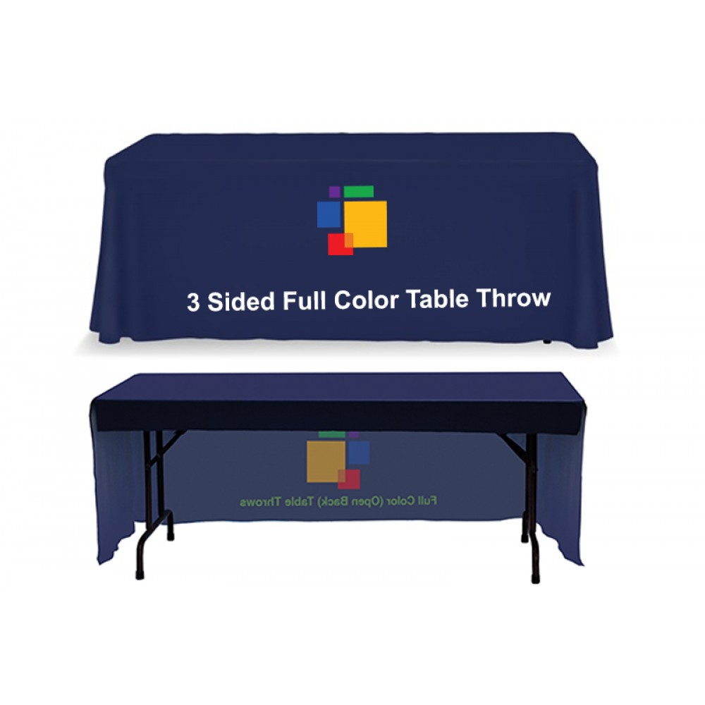 Customized 8' x 2.5' Full Color 3 Sided Table Throw & Cover