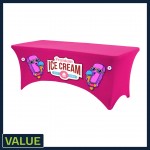 Value - 8 ft. x 30"Top x 29"H - 4 Sided Hemmed Stretch Table Throw (Full Coverage Dye Sublimation) with Logo