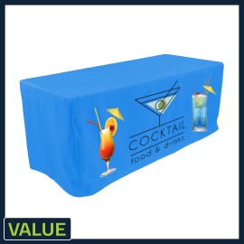 Customized Value - 6 ft. x 30"Top x 29"H - 4 Sided Fitted Table Throw (FRONT PRINT ONLY) Dye Sublimation