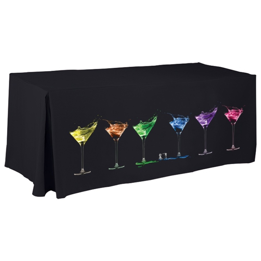 4' Fitted Table Cover, Counter Height - Full Color Front Panel with Logo