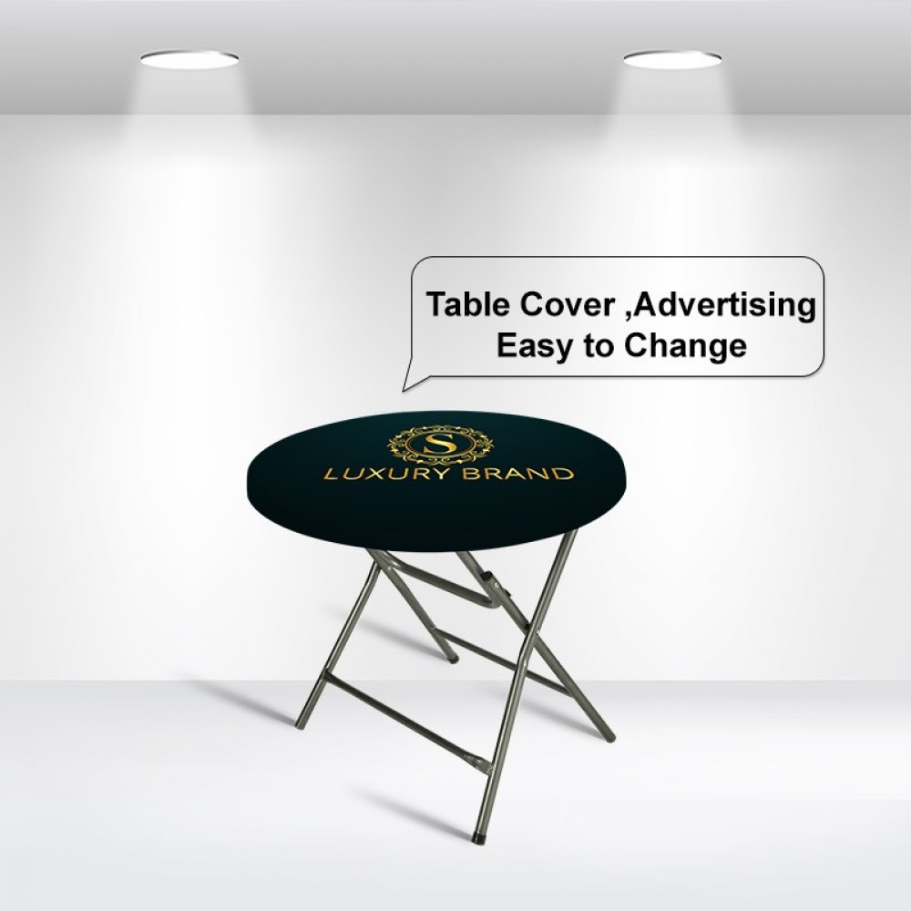 Logo Branded Round Stretch Table Topper in Full Color Overall - Medium