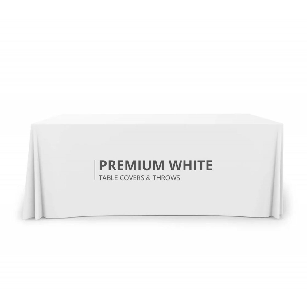 Promotional Premium White Table Covers & Throws - 3 sided (4' x 2.5')