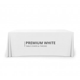 Promotional Premium White Table Covers & Throws - 3 sided (4' x 2.5')