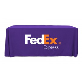 6' Standard PolyPoplin Throw Style Table Cover w/Full Color Logo (72"x30"x29") with Logo