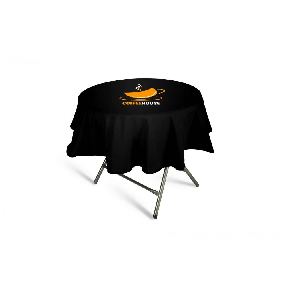 Round Non-Fitted Economy Table Cover - 6oz Polyester w Digital Print with Logo