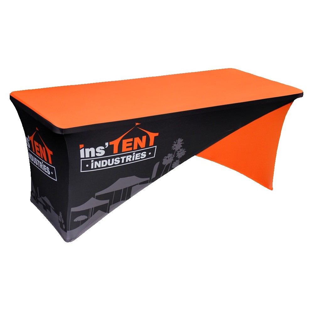 4' Cross Stretch Table Cloth/ Table Cover With Full Color Dye Sublimation with Logo