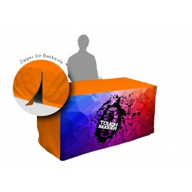 Custom 4' Fitted Table Cover with Zipper - Printed Front Panel  Custom 4