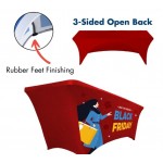 Customized Value - 4 ft. x 30"Top x 29"H - 3 Sided Hemmed Stretch Table Throw(Full Coverage Dye Sublimation)