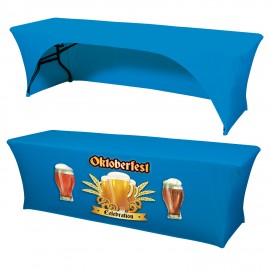 6' x 30"T x 29"H - 3 Sided Hemmed Stretch Table Throws - Dye Sublimation - Made in the USA with Logo  6