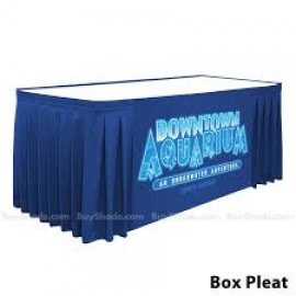 Poly Poplin Table Skirt with Dye Sublimation - 4',6',8' with Logo  Poly Poplin Table Skirt with Dye Sublimation - 4