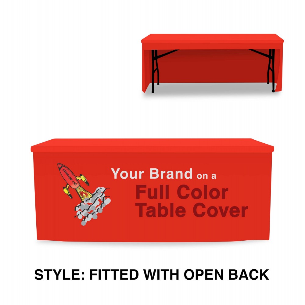 Promotional 8' Table Cover Fitted Throw w/ Open Back