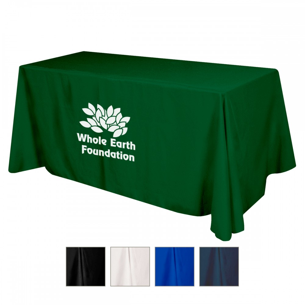 Flat Polyester 4-Sided Table Cover - Fits 6' Standard Table with Logo