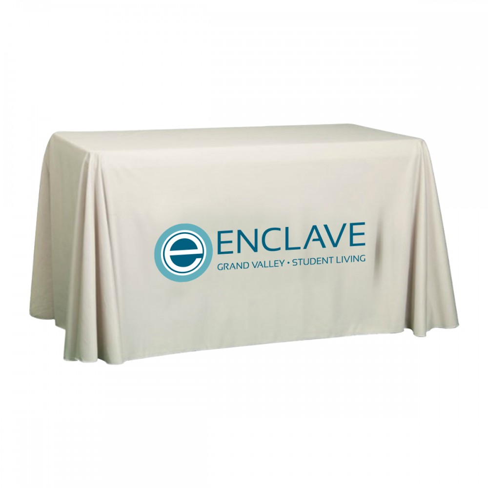 White 4' Standard Table Throw (Full-Color, Dynamic Adhesion) Logo Branded White 4' Standard Table Throw (Full-Color, Dynamic Adhesion) Logo Branded
