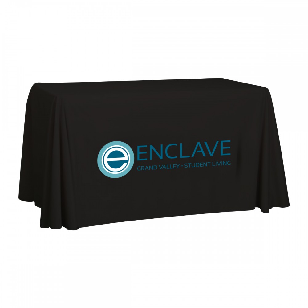 Black 4' Standard Table Throw (Full-Color Dynamic Adhesion) Logo Branded Black 4' Standard Table Throw (Full-Color Dynamic Adhesion) Logo Branded