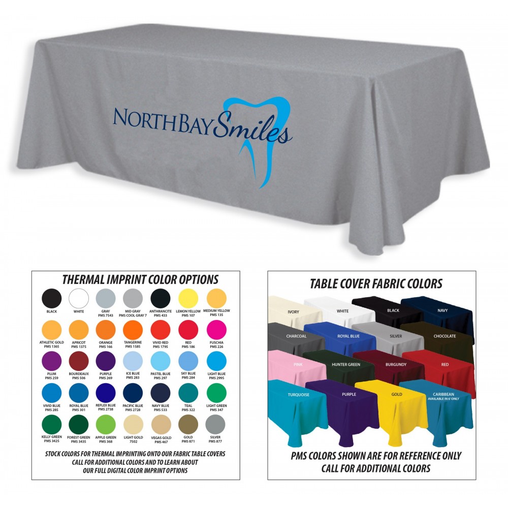 Logo Branded 6' Premium 2-Color Thermal Transfer Table Cover Logo Branded 6' Premium 2-Color Thermal Transfer Table Cover
