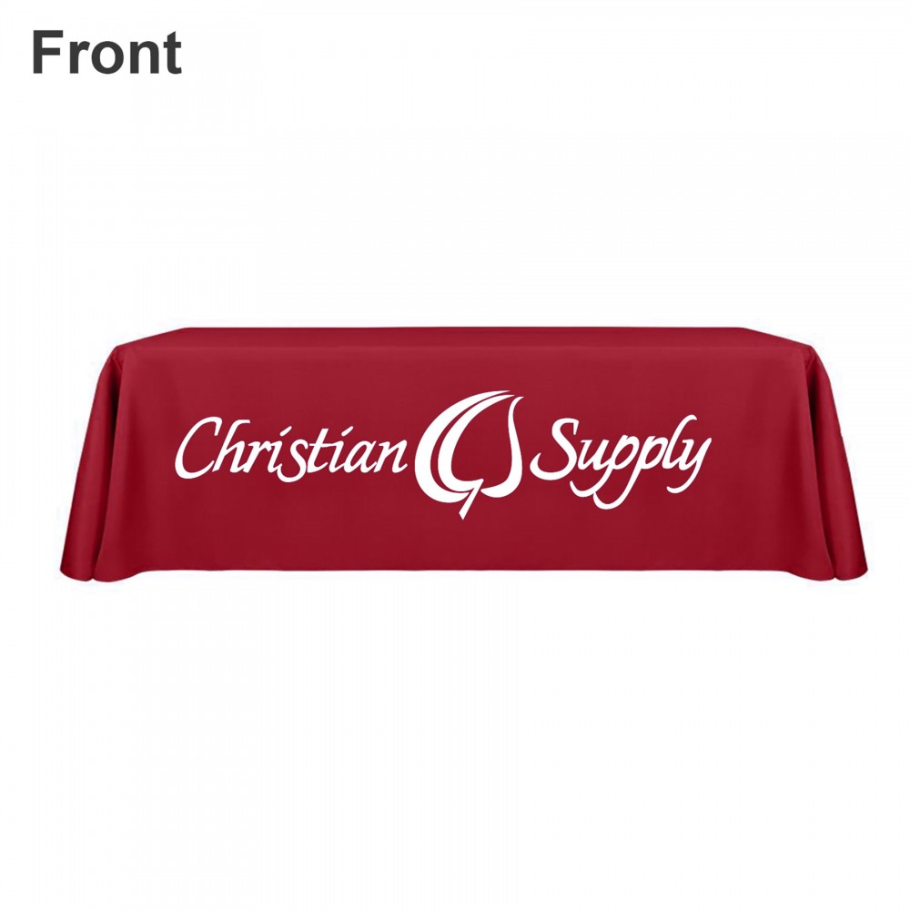 Customized 8 Ft 3 Sided Open Back Rectangle Table Cloth Customized 8 Ft 3 Sided Open Back Rectangle Table Cloth