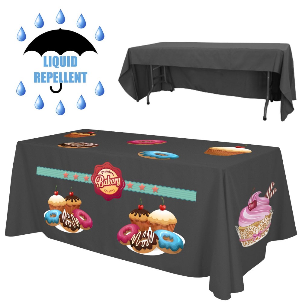 Custom Imprinted 6' x 30" Top x 29" H Economy Liquid Repellent Table Throw (Full Color Print) Dye Sublimation Custom Imprinted 6' x 30" Top x 29" H Economy Liquid Repellent Table Throw (Full Color Print) Dye Sublimation