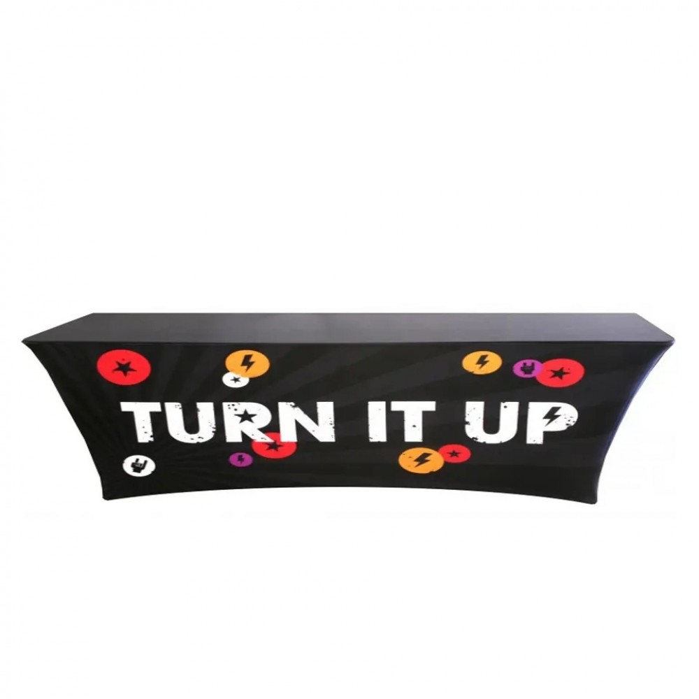 8 foot stretch Table Cover With Full Sublimation And All Over Decoration with Logo