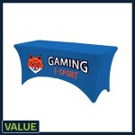 Customized Value - 4 ft. x 30"Top x 29"H - 4 Sided Hemmed Stretch Table Throw (Full Coverage Dye Sublimation)