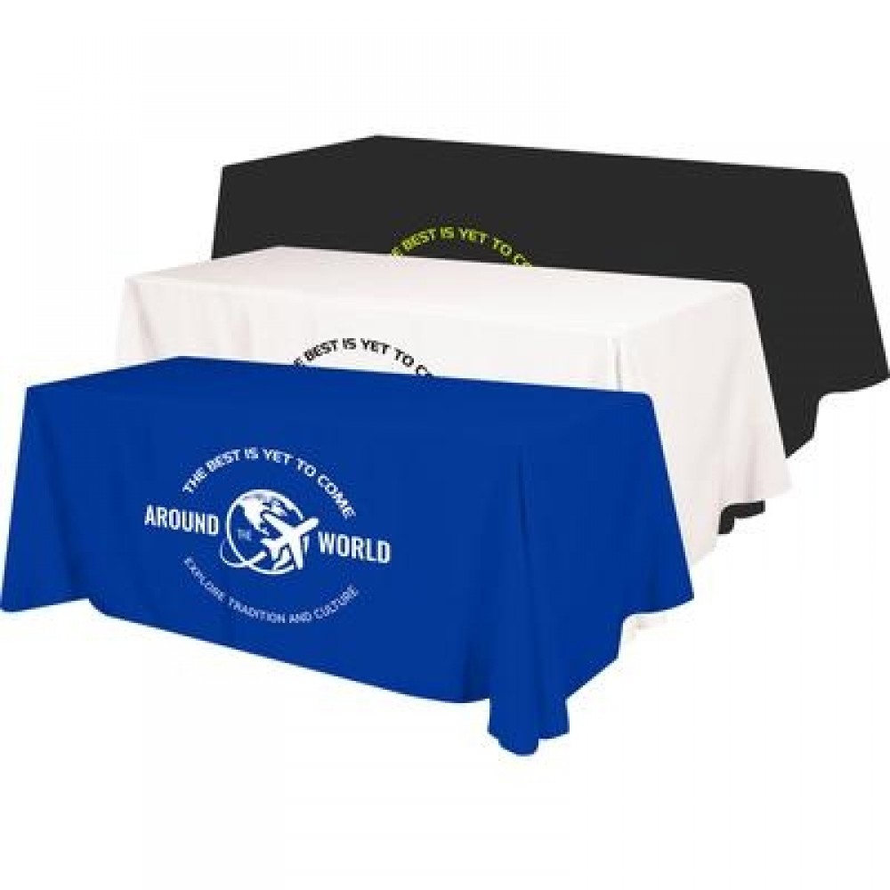 Budget Polyester Table Cover, 4 sided, 6 foot with Logo