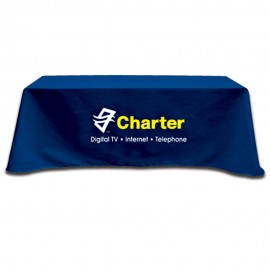 Flat 3-sided Table Cover - fits 8' standard table: Poly-Cotton with Logo  Flat 3-sided Table Cover - fits 8