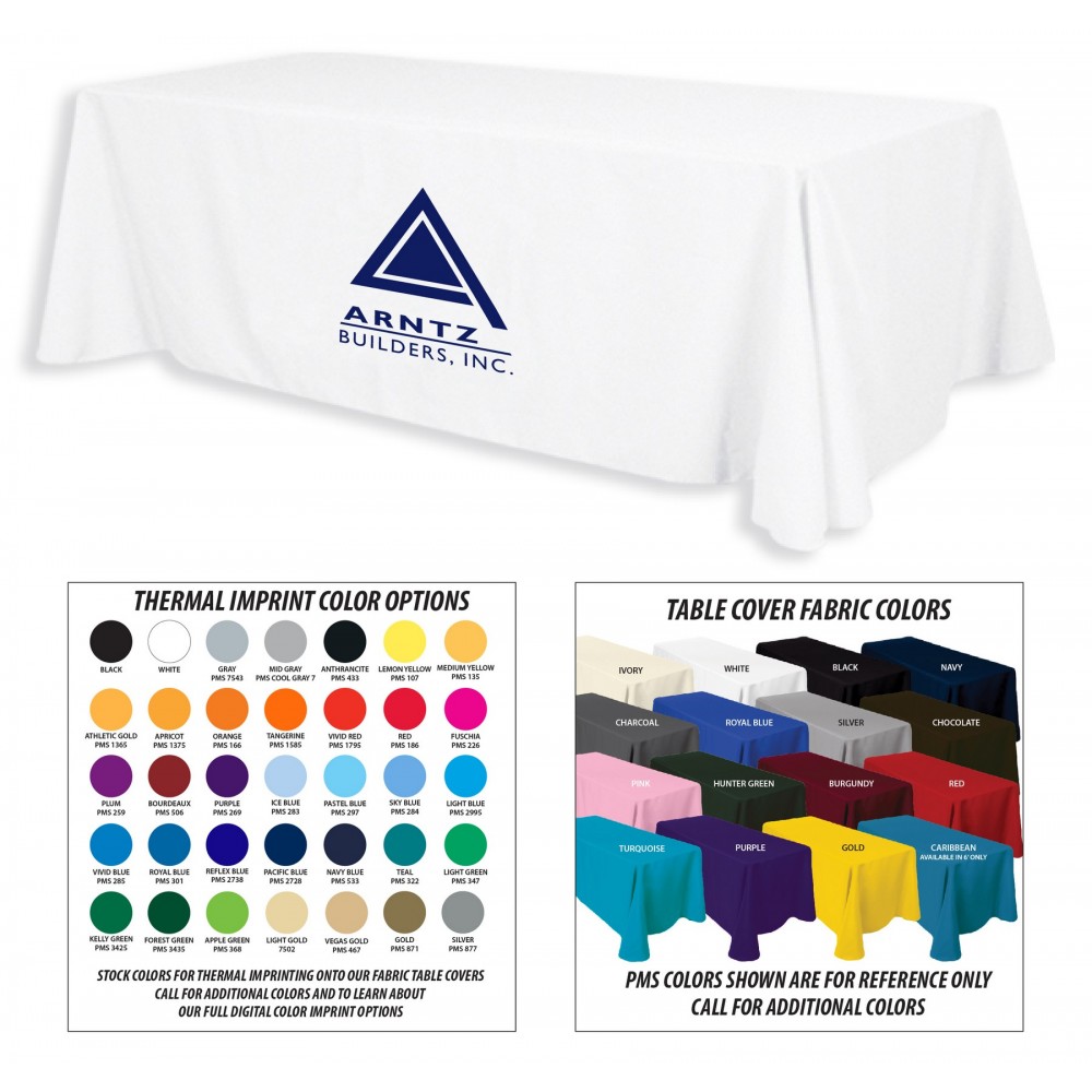 8' Premium 1-Color Thermal Transfer Table Cover with Logo