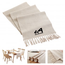 Tassel Cotton Linen Minimalist Tablecloth with Logo  Tassel Cotton Linen Minimalist Tablecloth with Logo