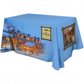 All Over Full Color Dye Sub Table Cover - flat poly 3-sided, fits 4' table with Logo
