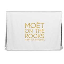 Custom Polyester Display Cloth with Open Corners for 4' Table  Custom Polyester Display Cloth with Open Corners for 4