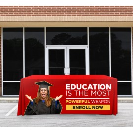 Premium Full Color Table Covers & Throws - 3 Sided (8' x 2.5') with Logo