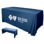 8' Premium PolyKnit 3-Sided Open Back Throw Style Table Cover w/One Color Logo (96"x30"x29") with Logo