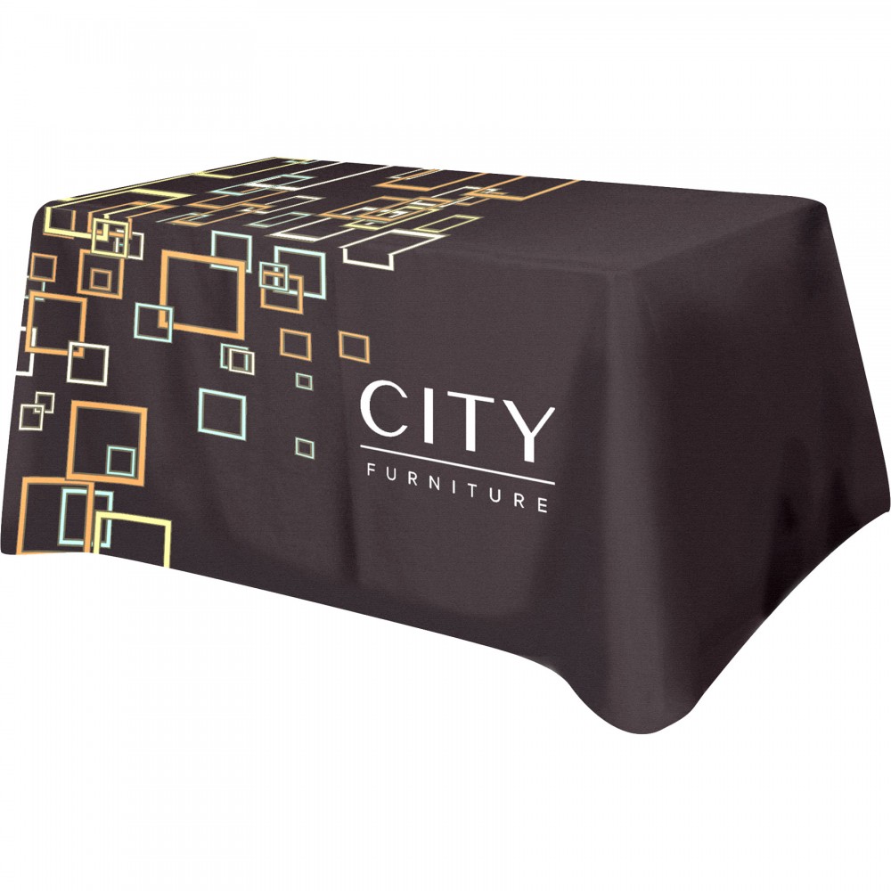 Logo Branded Supreme Polyester, All Over Full Color Table Cover, Flat 4 sided, 6 foot