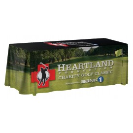Customized 8-ft. NON-FITTED Table Cover Multi-Panel Print, Full Bleed or Custom Fabric Color
