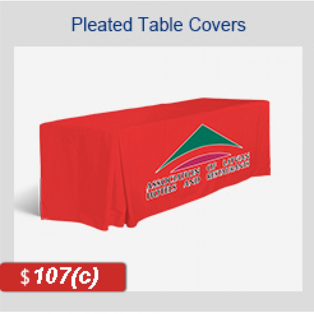 Logo Branded Pleats Corners Tablecloth 4 feet Logo Branded Pleats Corners Tablecloth 4 feet