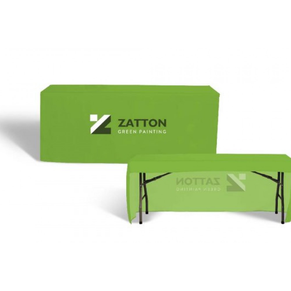 6ft Fitted Economy Table Cover - 6oz Polyester w Digital Print - Open Back with Logo 6ft Fitted Economy Table Cover - 6oz Polyester w Digital Print - Open Back with Logo