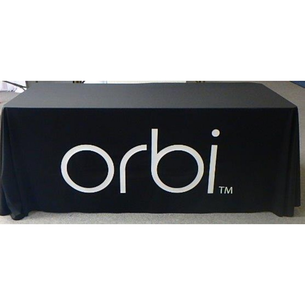 88"x130" Poplin Polyester Tablecloths with 38" Digital Print Logo Branded 88"x130" Poplin Polyester Tablecloths with 38" Digital Print Logo Branded